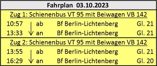 BEF Fahrplan 03.10.2023