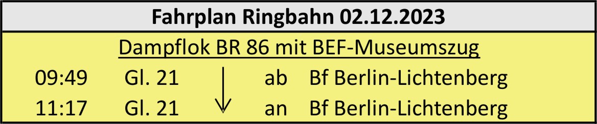 BEF Fahrplan weihn. Berliner Stadtrundfahrt am 2.12.2023