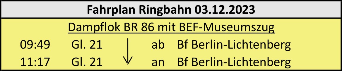 BEF Fahrplan weihn. Berliner Stadtrundfahrt am 3.12.2023