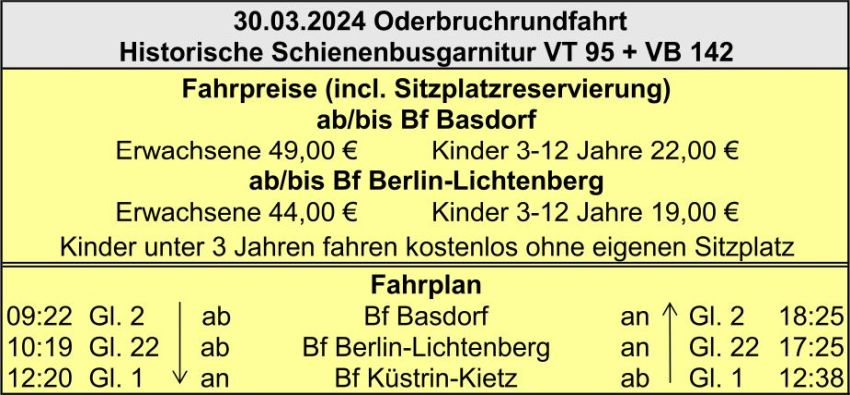 Fahrplan Oderbruchrundfahrt 30.03.2024