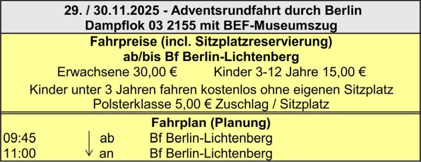 BEF Fahrplan Adventsrundfahrt Berlin 2025