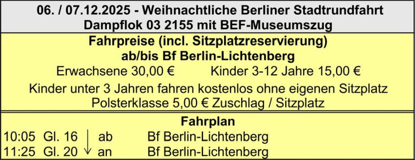 BEF Fahrplan Adventsrundfahrt Berlin 2025