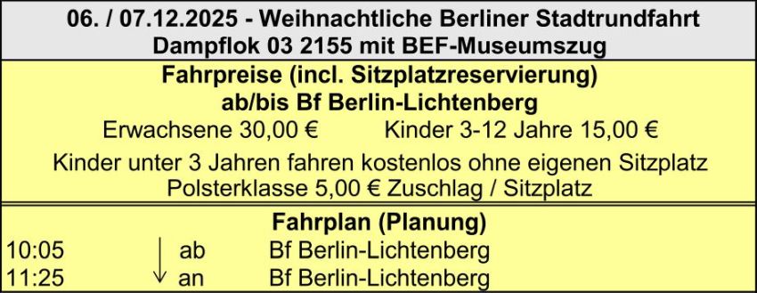 BEF Fahrplan Adventsrundfahrt Berlin 2025