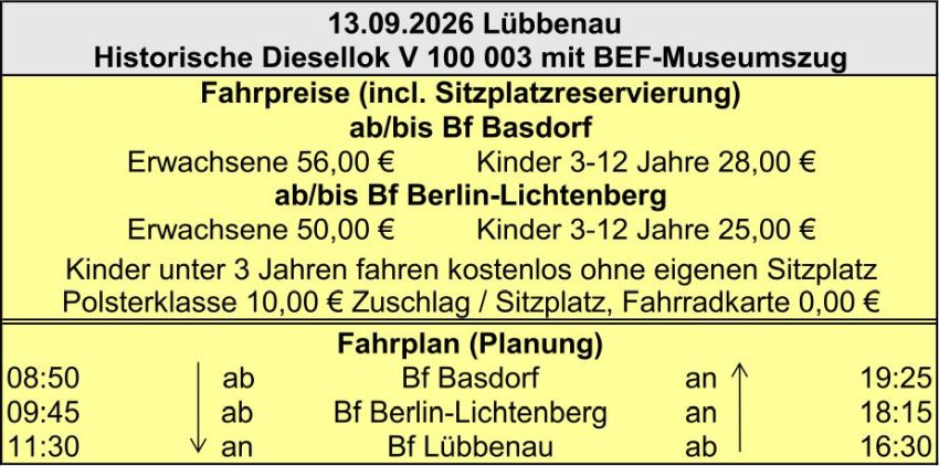 BEF Fahrplan 13.09.2026 Planung BEF Fahrplan 13.09.2026 Planung