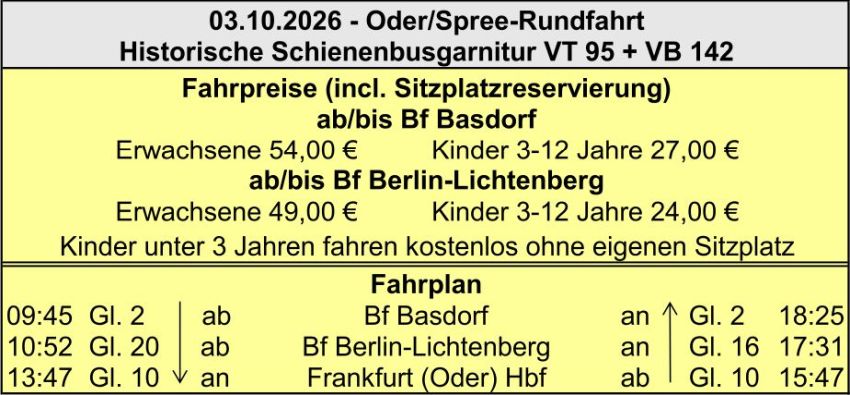 BEF Fahrplan 03.10.2026