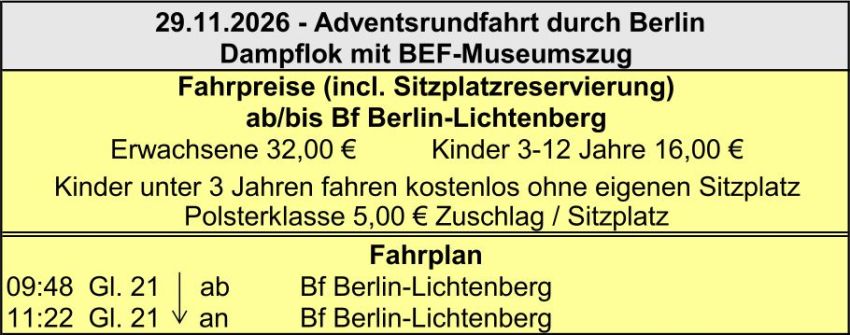 BEF Fahrplan Adventsrundfahrt Berlin 29.11.2026 BEF Fahrplan Adventsrundfahrt Berlin 29.11.2026